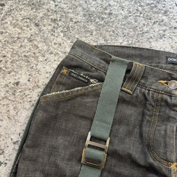 2003 Dolce & Gabbana AW03 Runway Bondage Parachute Denim Grey