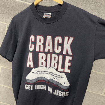 1990s Faded Crack A Bible Get High On Jesus Tee