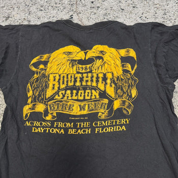 Camiseta fina de papel descolorida de Boot Hill Saloon de los años 80