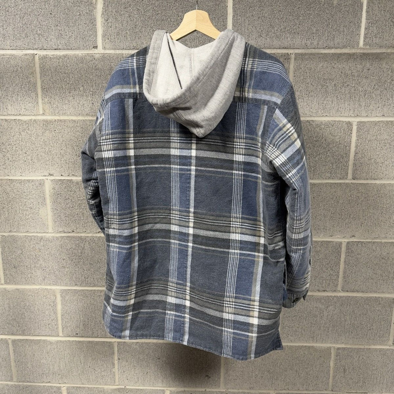 1990s Faded Dickies Plaid Grunge Hooded Flannel Jacket