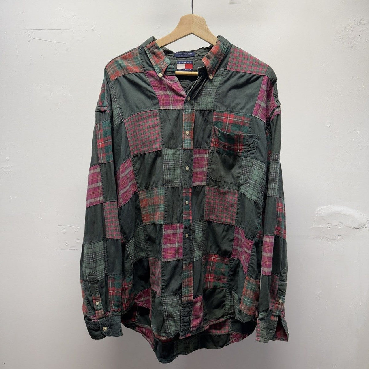 Vintage 1990s Tommy Hilfiger Patchwork Plaid Flannel Shirt