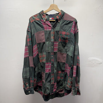 Vintage 1990s Tommy Hilfiger Patchwork Plaid Flannel Shirt