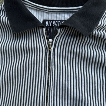 1990S BLACK AND WHITE STRIPED ZIP UP SHIRT