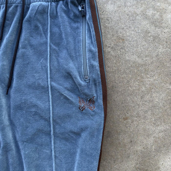 NEEDLES 2023 BLUE EMBROIDERED VELOUR TRACK PANTS