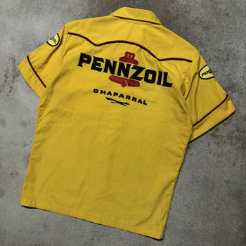 1950s 1960s PENNZOIL CHAPARRAL CHAIN STITCH BOWLING GARAGE SHIRT