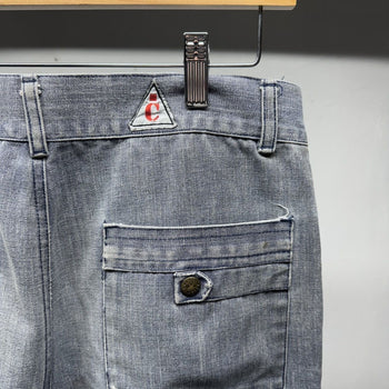 1990s Y2K Faded Thrashed Denim Cargo Jeans