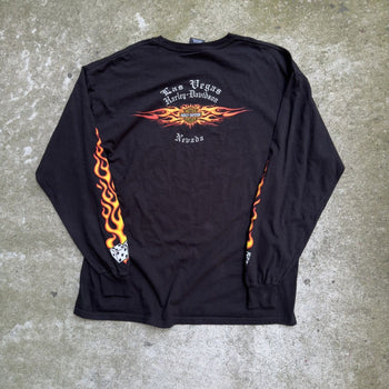 2000S HARLEY DAVIDSON DICE FLAMES LAS VEGAS LONGSLEEVE TEE