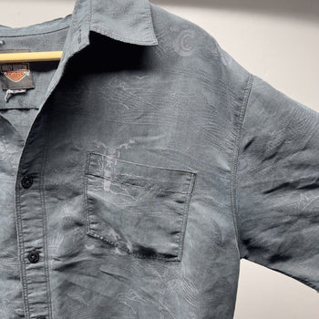 2000s Harley Davidson Motorcycles Silk Rayon Shirt