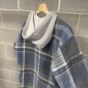 1990s Faded Dickies Plaid Grunge Hooded Flannel Jacket