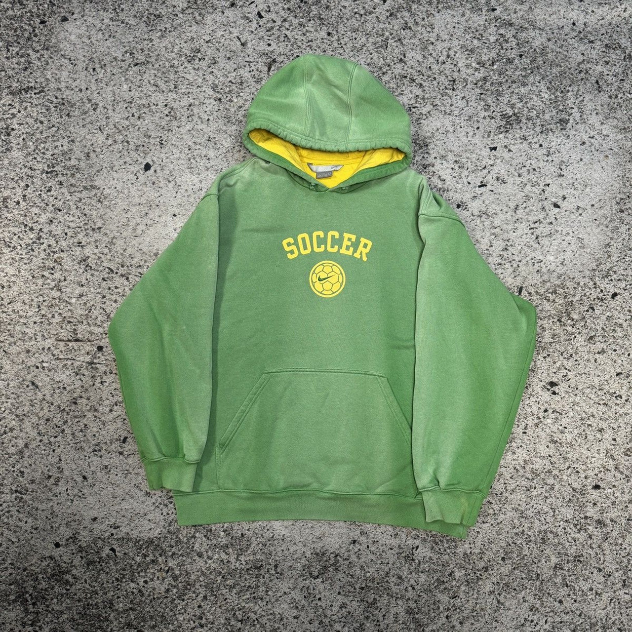 2000s Nike Soccer Faded Green Hoodie Oversized