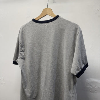 2000s Gap Faded Grey Navy Ringer Tee