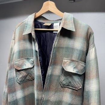 2000s Faded Quilted Plaid Grunge Flannel Jacket Shirt