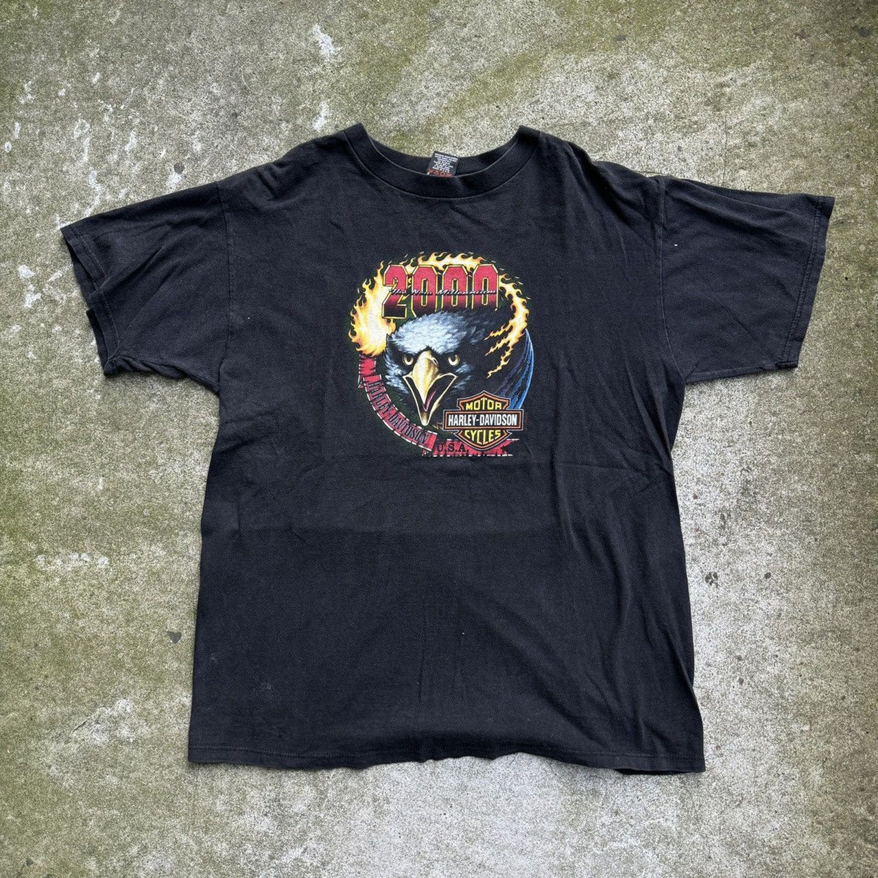 2000s HARLEY DAVIDSON MILLENIUM EAGLE FLAME TEE XL