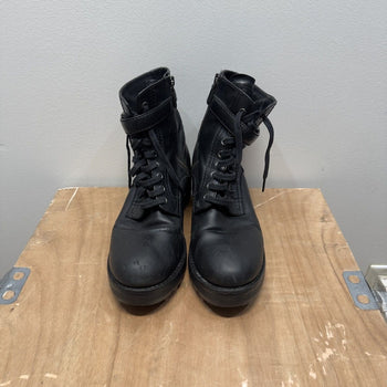 2000s Prada Sport Linea Rossa Leather Buckle Combat Boots Distressed