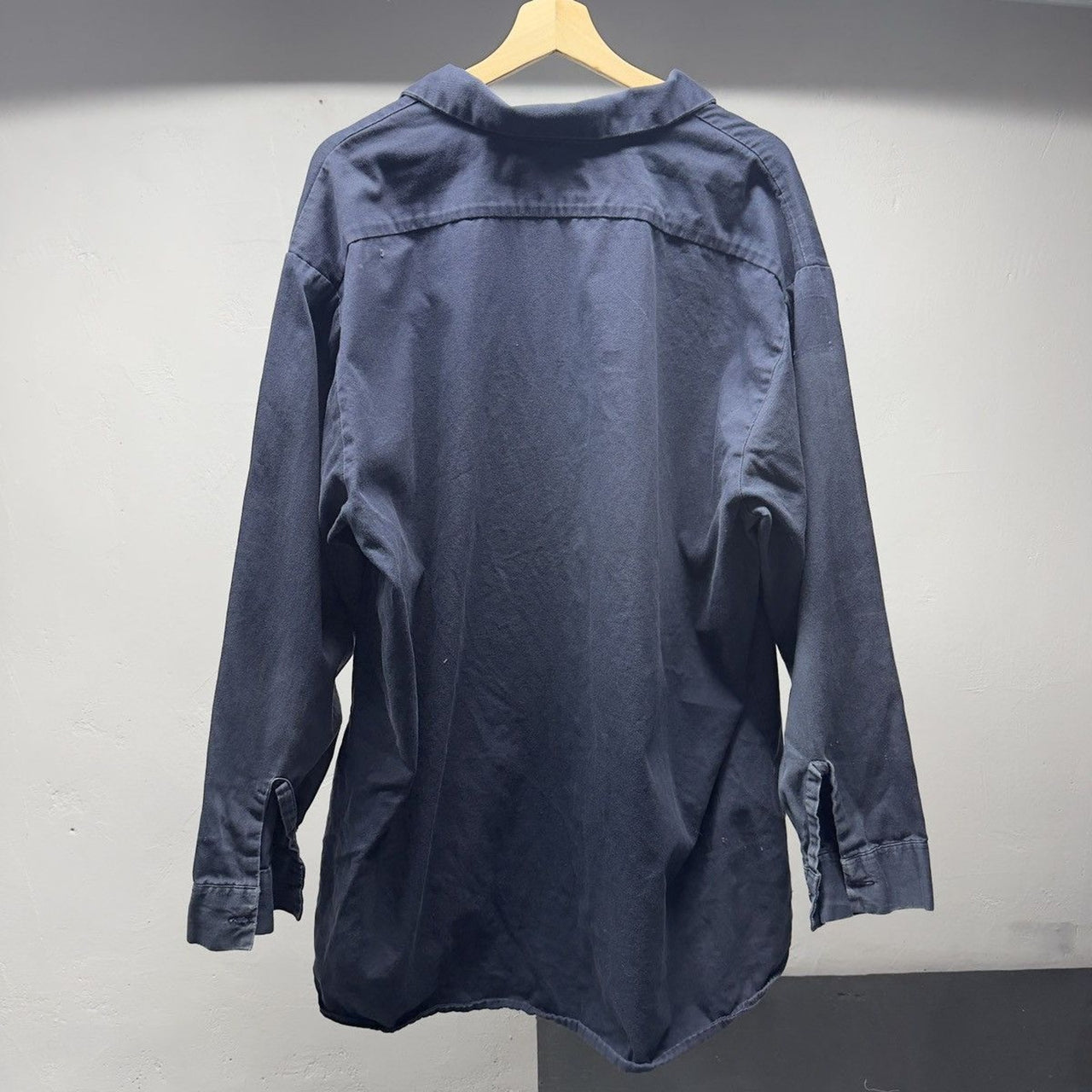 1990s Thrashed Faded Distressed Blue Work Shirt