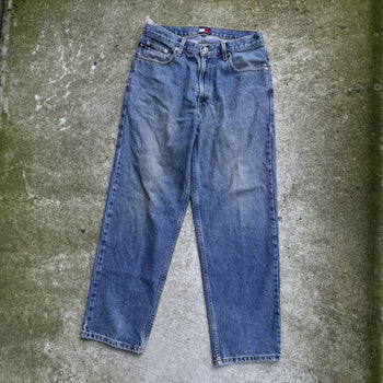 1990S Y2K TOMMY JEANS BAGGY FADED BLUE DENIM JEANS