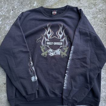 2000S HARLEY DAVIDSON DICE FLAME LOGO SWEATSHIRT