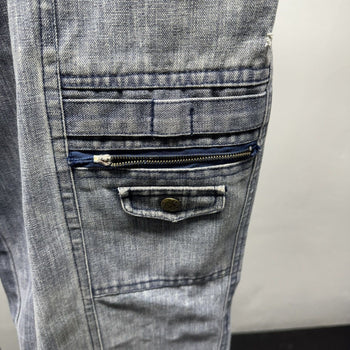 1990s Y2K Faded Thrashed Denim Cargo Jeans