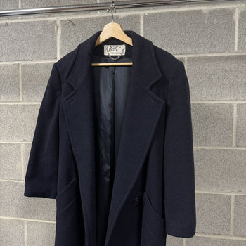 1960s Billi Navy Blue Wool Overcoat Peacoat Jacket