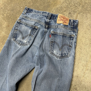 2000S THRASHED FADED LEVI’S 517 BOOT CUT DENIM JEANS