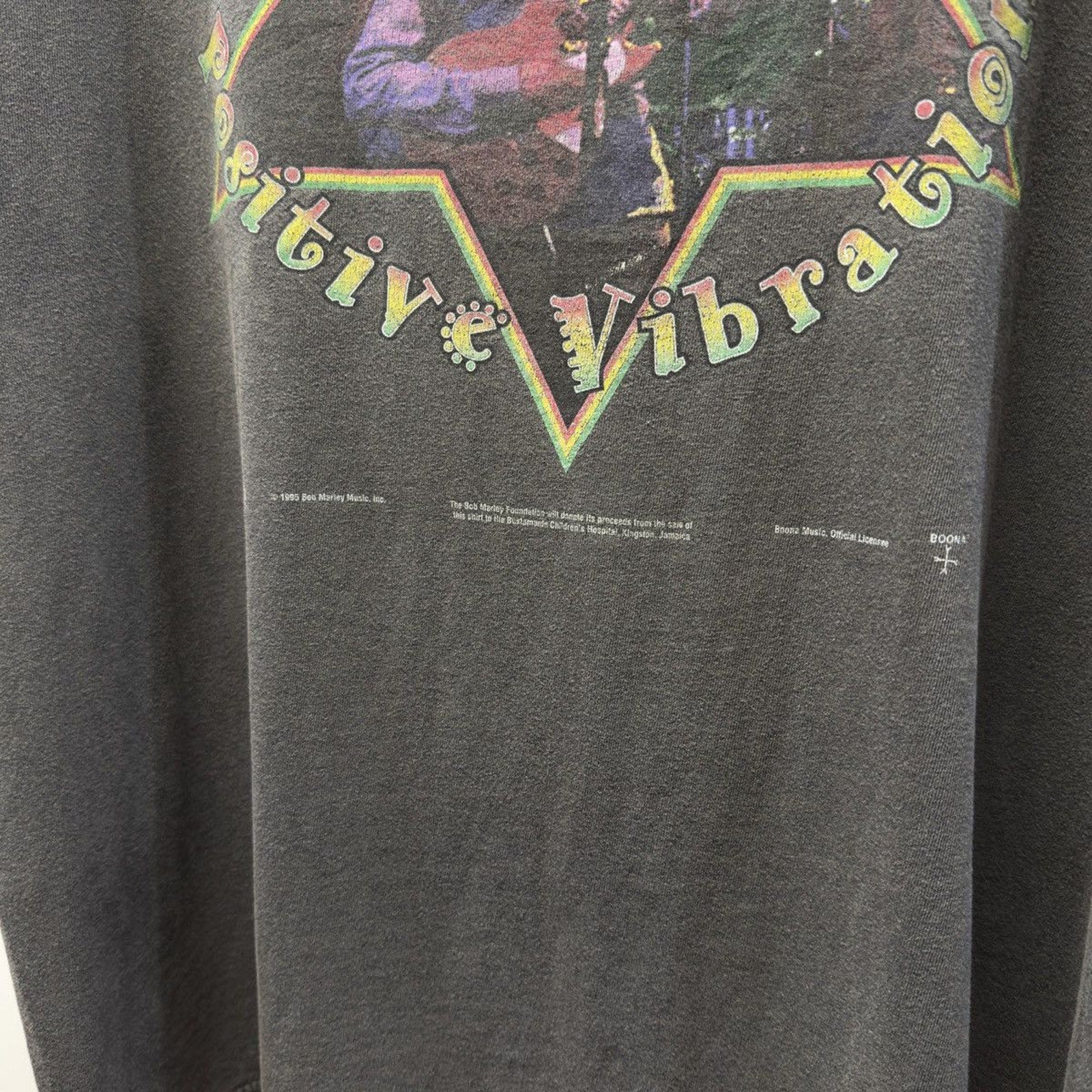 Vintage 1990s Bob Marley Faded Distressed Positive Vibrations Band Tee