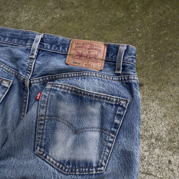 1990s LEVI'S 501XX MADE IN USA FADED THRASHED DENIM JEANS