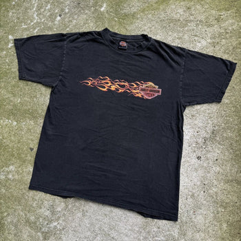 1990s HARLEY DAVIDSON FADED FLAME LOGO TEE CALIFORNIA