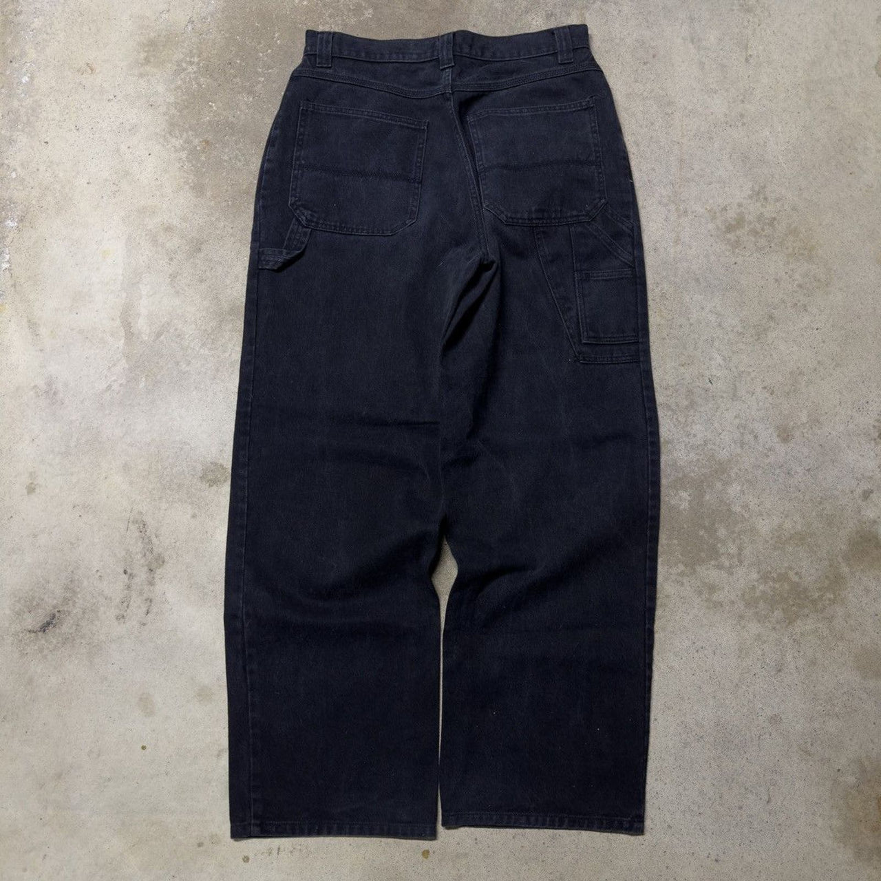 1990s BUGLE BOY BAGGY BLACK WIDE LEG FADED DENIM SKATER JEANS