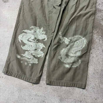 1980s OG 107 REWORKED STITCHED EMBROIDERED CANVAS PANTS