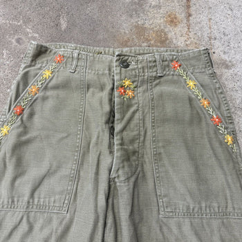 1980s OG 107 REWORKED STITCHED EMBROIDERED CANVAS PANTS