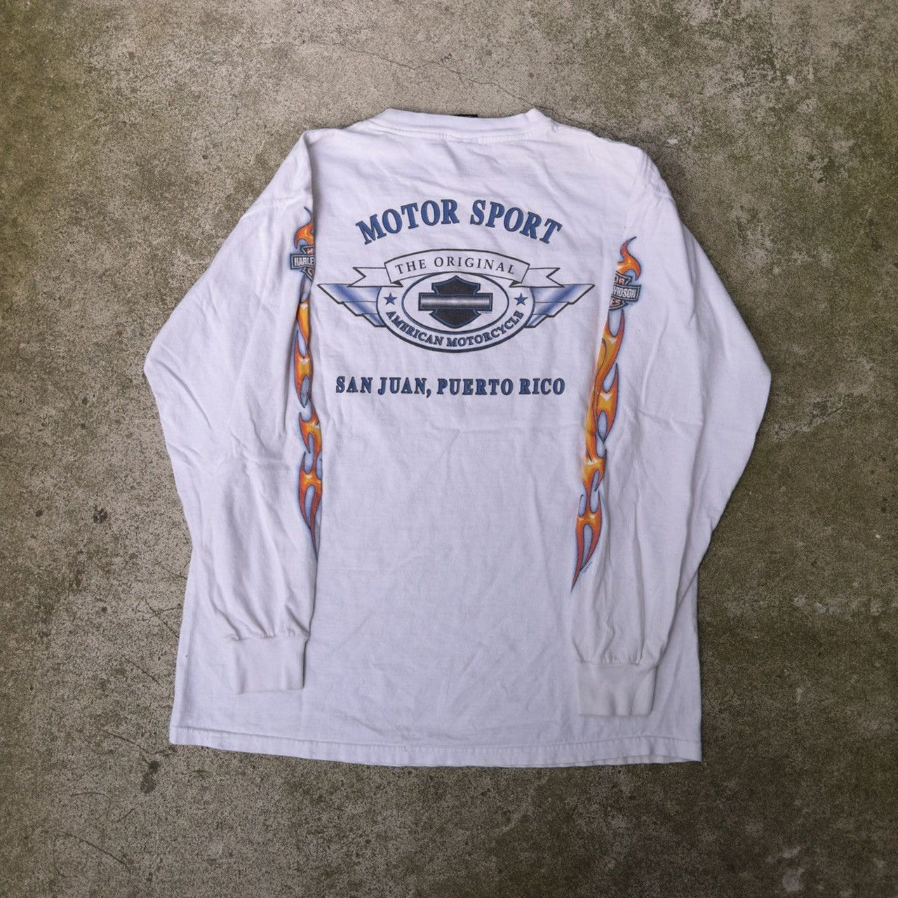 2000S HARLEY DAVIDSON FLAME LOGO WHITE LONGSLEEVE TEE