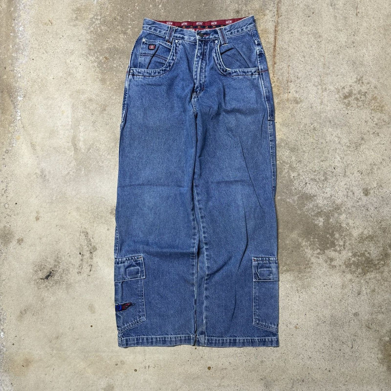 1990s OTB BAGGY WIDE LEG CARGO DENIM SKATER JEANS