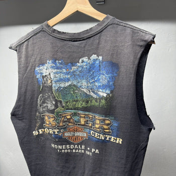 2010s Harley Davidson Thrashed Faded Distressed Cut Off Tee