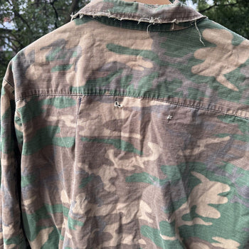 1980s Thrashed Camo Cargo Fatigue Shirt