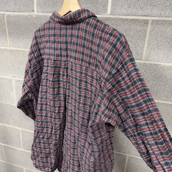 1990s Faded Plaid Grunge Flannel Shirt
