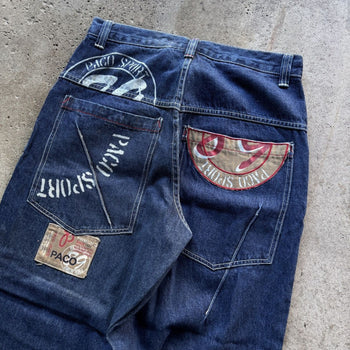 1990s/2000s Y2K PACO JEANS BAGGY PATCH DENIM SKATER JEANS