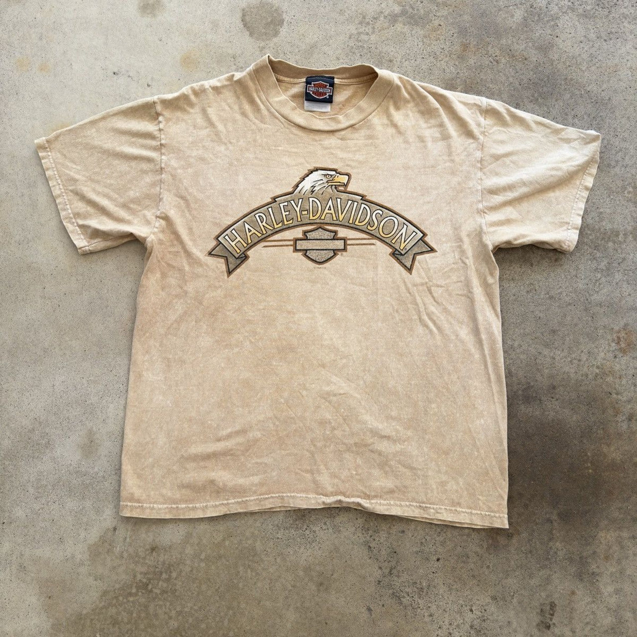 1990s HARLEY DAVIDSON EAGLE FADED TAN TEE