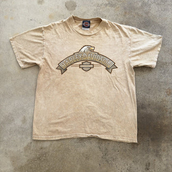 1990s HARLEY DAVIDSON EAGLE FADED TAN TEE