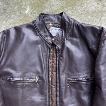 1970S GENUINE LEATHER CAFE RACER JACKET BROWN