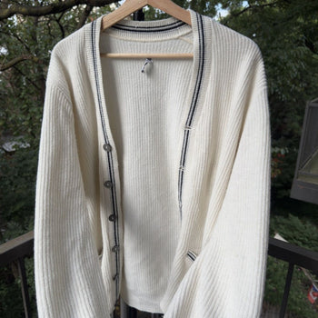 1960s Striped Acrylic Cardigan Sweater