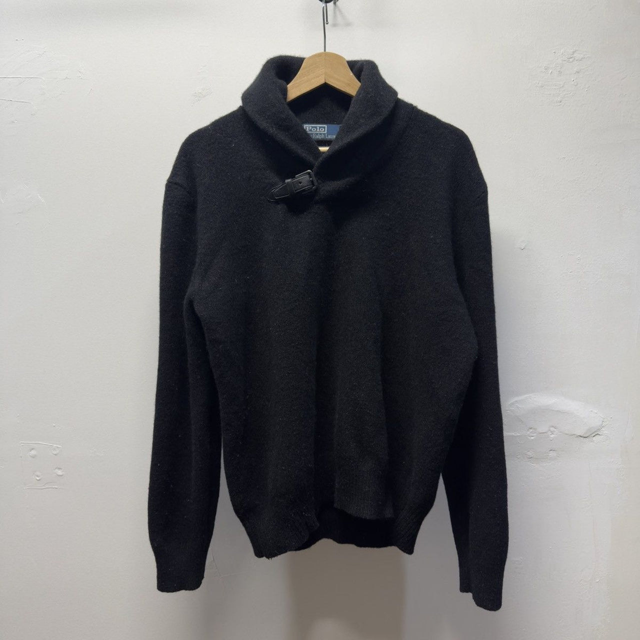 Vintage 2000s Polo Ralph Lauren Lambswool Buckle Shawl Sweater