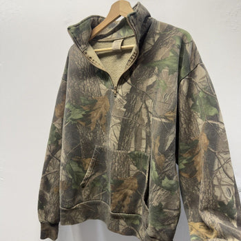 Vintage 1990s Realtree Boxy Quarter Zip Camo Fleece Sweatshirt