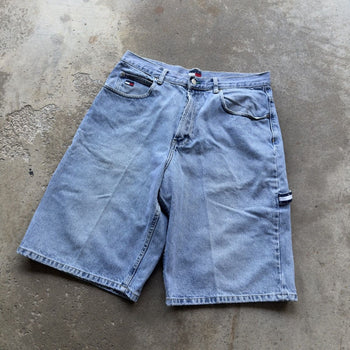 1990s/2000s Y2K TOMMY HILFIGER BAGGY FADED DENIM JEAN SHORTS JORTS