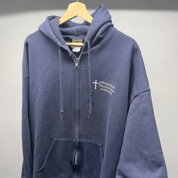 1990s Faded Theology Seminar Cross Jesus Zip Up Hoodie