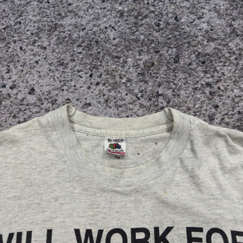 Camiseta desgastada y desgastada de los años 90 "Trabajaré por sexo"