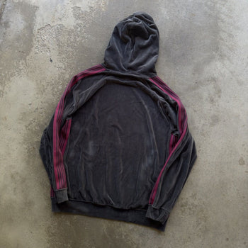 NEEDLES CHARCOAL GREY EMBROIDERED VELOUR TRACK HOODIE