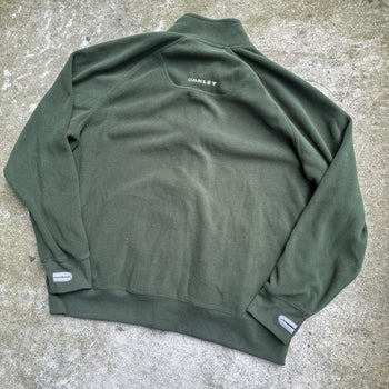 2000s OAKLEY GREEN ZIP UP PULLOVER FLEECE