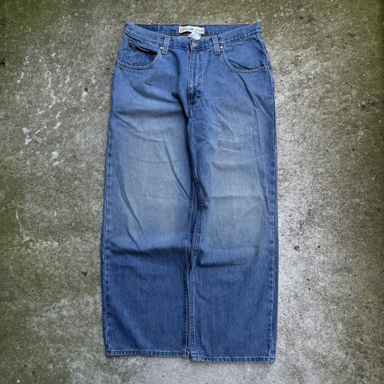 2000s Y2K BAGGY BULLHEAD DENIM WIDE LEG SKATER JEANS