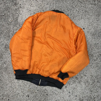 1980S REVERSIBLE NAVY ORANGE OVERSIZED MA-1 BOMBER JACKET