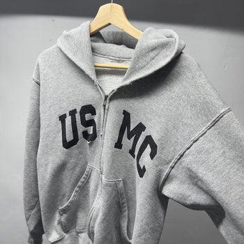 2000s Distressed USMC Faded Zip Up Hoodie